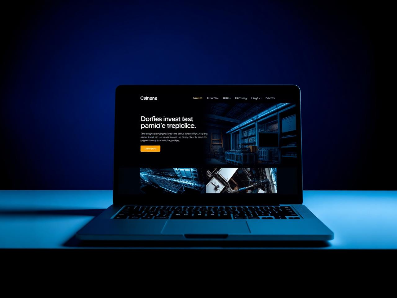 Manufacturing company website shown on a laptop screen